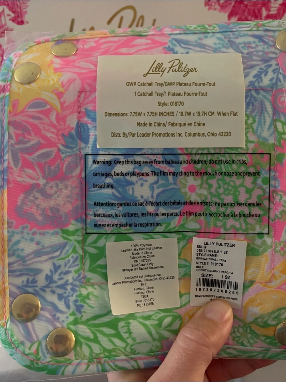 Lilly Pulitzer Pink Green Yellow Blue Floral Accent Tray